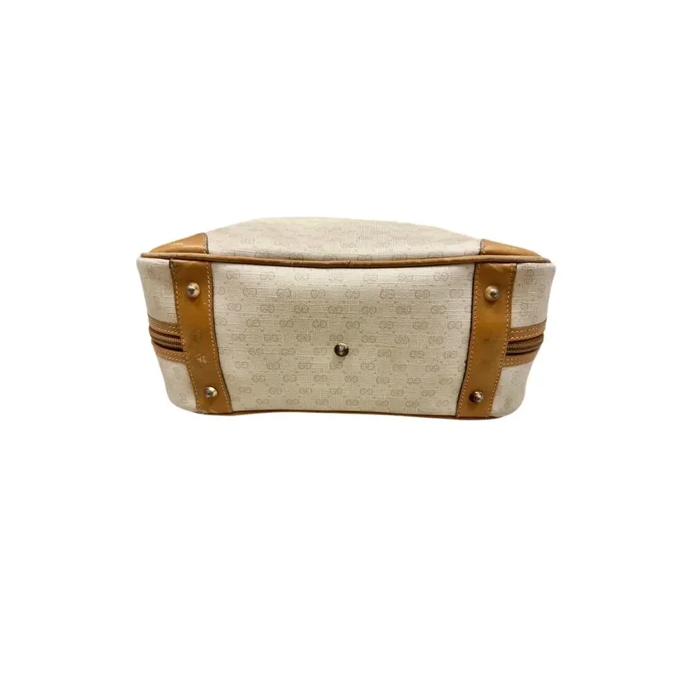 GUCCI Cream GG Monogram Micro Supreme Top Handle Vtg Bag|COA
